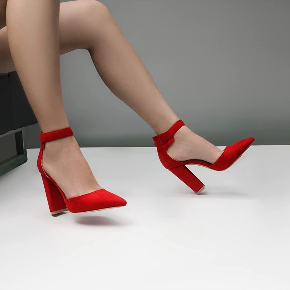 Red suede high heels - Picture 3 of 11